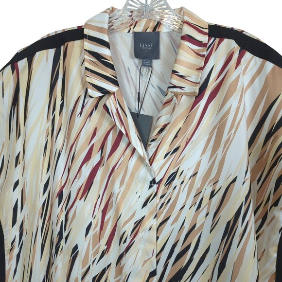 Lysse New‎ York Womens Tunic XL Abstract Print wht grss beige tan Lightweight - Picture 3 of 16